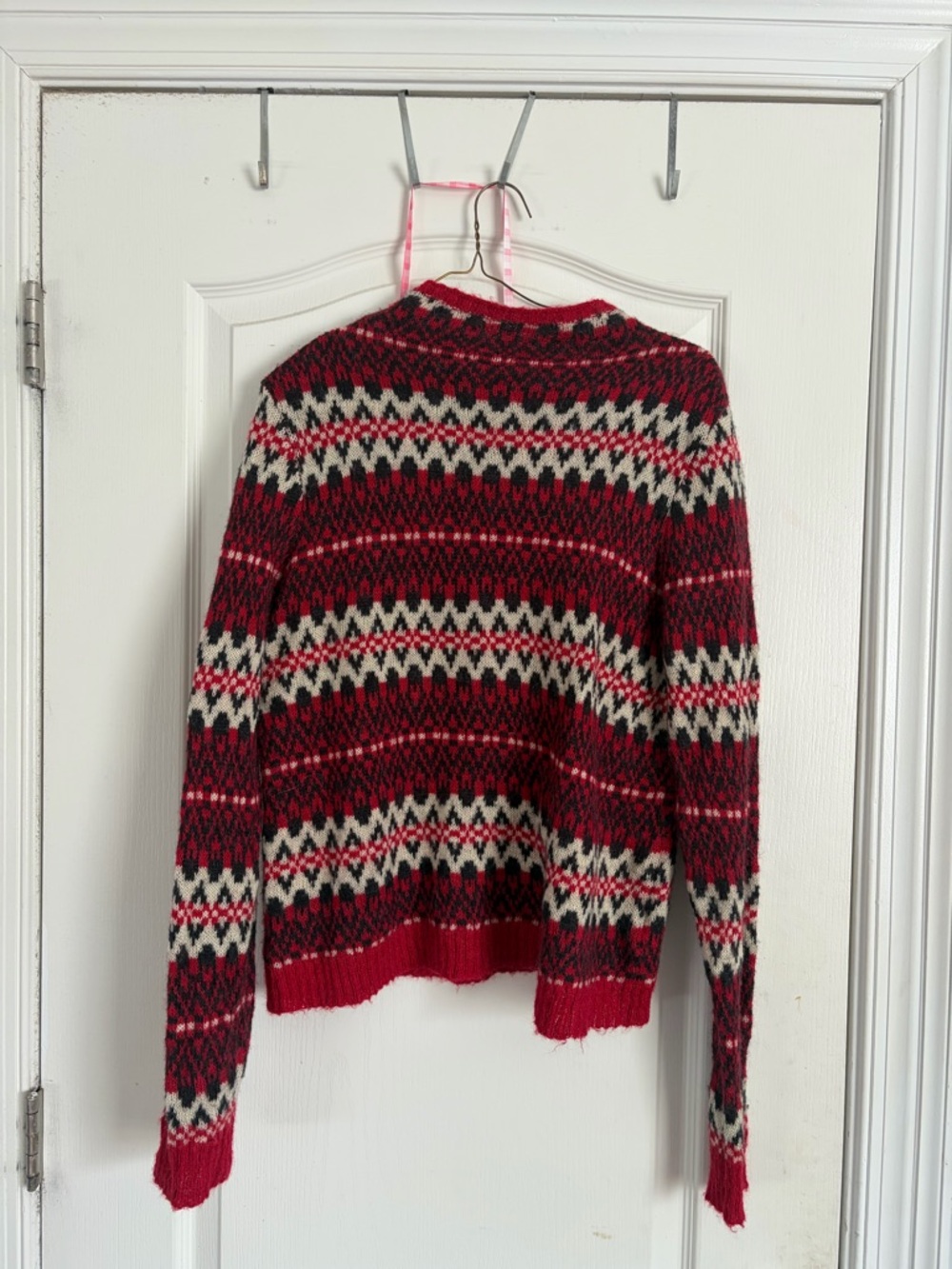 Chaps Red and Cream Fair Isle Crew Neck Sweater